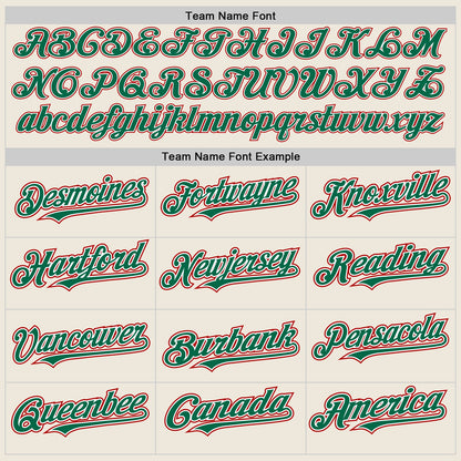 Custom Cream Kelly Green Pinstripe White-Red Authentic Two Tone Baseball Jersey