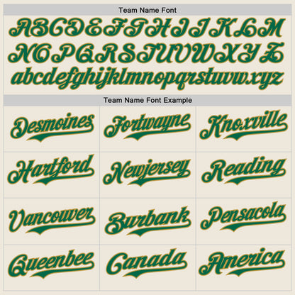 Custom Cream Kelly Green Pinstripe Old Gold Authentic Two Tone Baseball Jersey