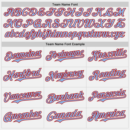 Custom White Light Blue Pinstripe Red Authentic Two Tone Baseball Jersey