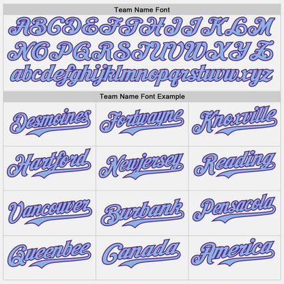 Custom White Light Blue Pinstripe Purple Authentic Two Tone Baseball Jersey
