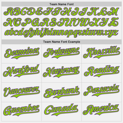 Custom White Neon Green Pinstripe Purple Authentic Two Tone Baseball Jersey