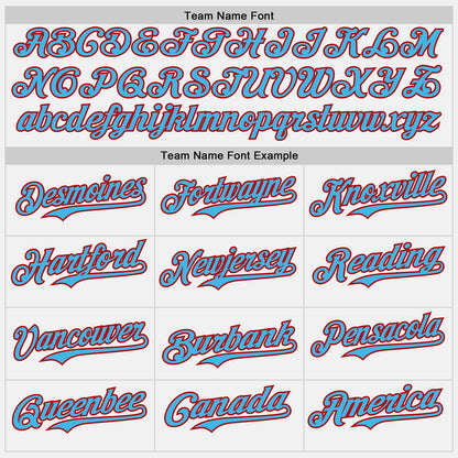 Custom White Sky Blue Pinstripe Red Authentic Two Tone Baseball Jersey