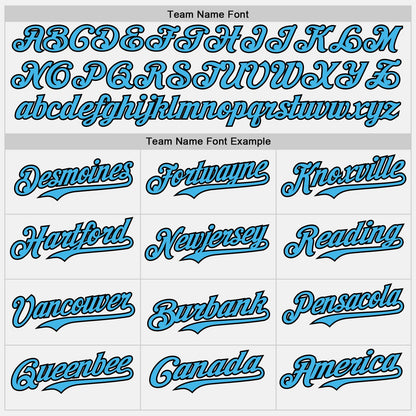 Custom White Sky Blue Pinstripe Black Authentic Two Tone Baseball Jersey