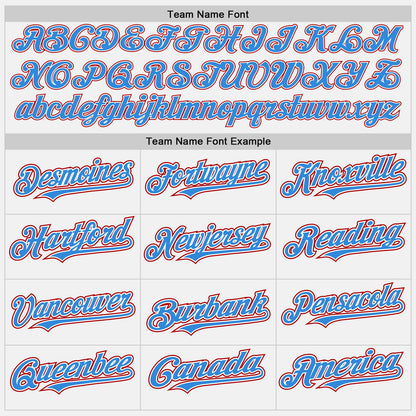 Custom White Electric Blue Pinstripe Red Authentic Two Tone Baseball Jersey