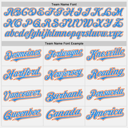 Custom White Electric Blue Pinstripe Orange Authentic Two Tone Baseball Jersey