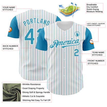 Custom White Panther Blue Pinstripe Panther Blue Authentic Two Tone Baseball Jersey