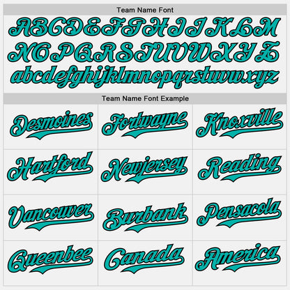Custom White Aqua Pinstripe Black Authentic Two Tone Baseball Jersey