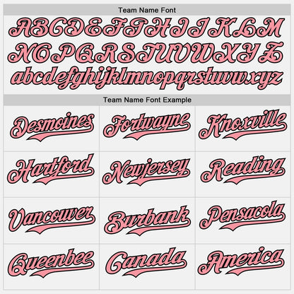 Custom White Medium Pink Pinstripe Black Authentic Two Tone Baseball Jersey
