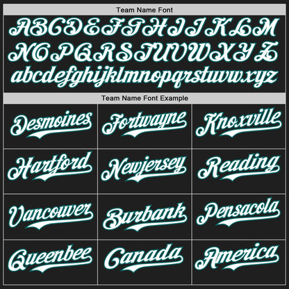 Custom Black Teal Pinstripe White Authentic Two Tone Baseball Jersey