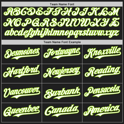 Custom Black Neon Green Pinstripe White Authentic Two Tone Baseball Jersey