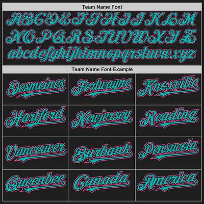 Custom Black Aqua Pinstripe Pink Authentic Two Tone Baseball Jersey