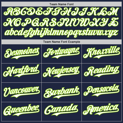 Custom Navy Neon Green Pinstripe White Authentic Two Tone Baseball Jersey