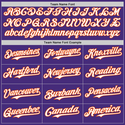 Custom Purple Orange Pinstripe White Authentic Two Tone Baseball Jersey