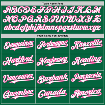 Custom Kelly Green Pink Pinstripe White Authentic Two Tone Baseball Jersey