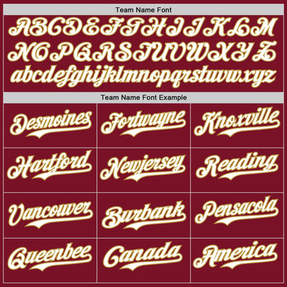 Custom Crimson Old Gold Pinstripe White Authentic Two Tone Baseball Jersey
