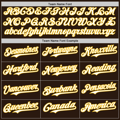 Custom Brown Gold Pinstripe White Authentic Two Tone Baseball Jersey
