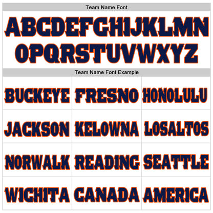 Custom White Navy-Orange Mesh Authentic Football Jersey