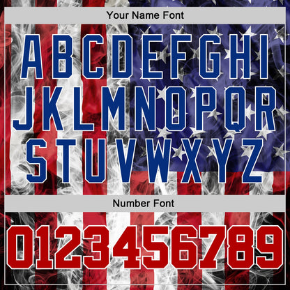 Custom White Red-Royal 3D American Flag Authentic Baseball Jersey