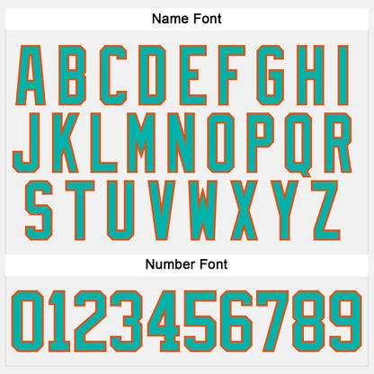 Custom White Aqua-Orange Hockey Lace Neck Jersey