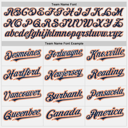 Custom White Orange-Navy Authentic Baseball Jersey