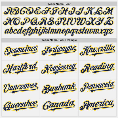 Custom White Yellow-Navy Authentic Baseball Jersey