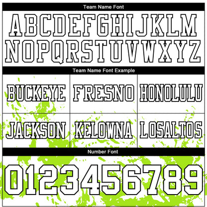 Custom White Neon Green-Black Splash Mesh Authentic Football Jersey