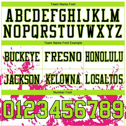 Custom White Neon Green Hot Pink-Black Splash Mesh Authentic Football Jersey
