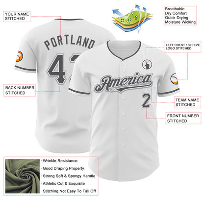 Custom White Steel Gray-Gray Authentic Baseball Jersey