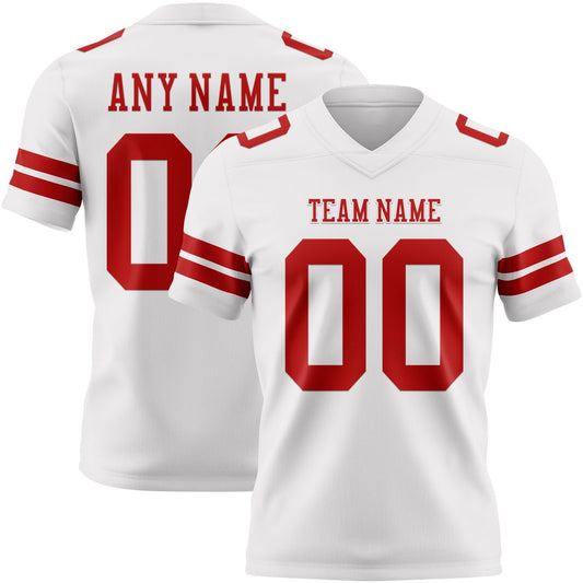 Custom White Red Mesh Authentic Football Jersey