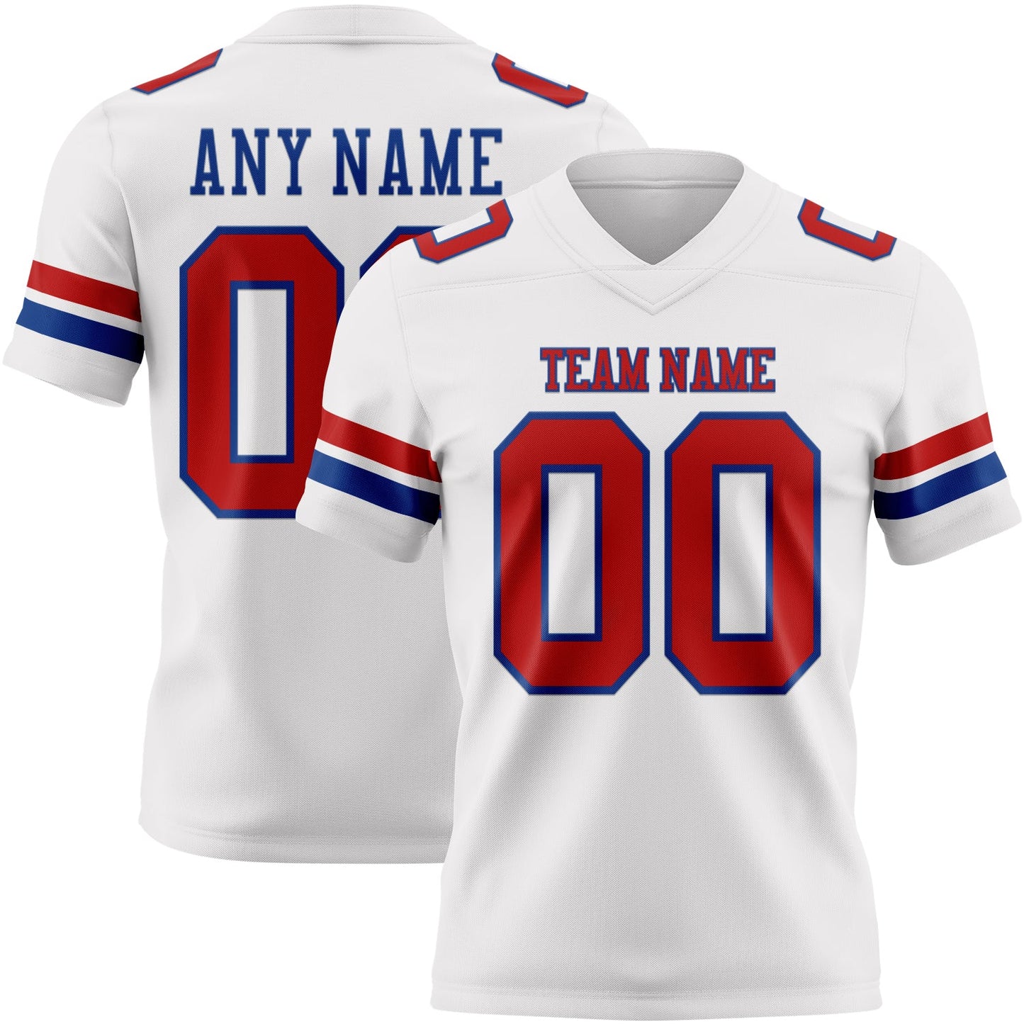 Custom White Red-Royal Mesh Authentic Football Jersey