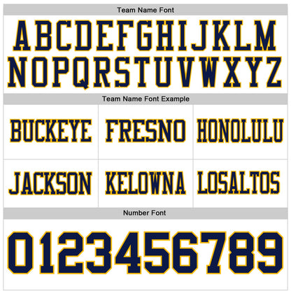 Custom White Navy-Gold Mesh Authentic Football Jersey