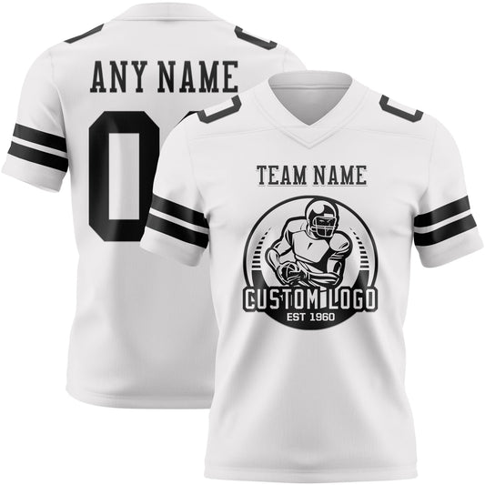 Custom White Black Mesh Authentic Football Jersey
