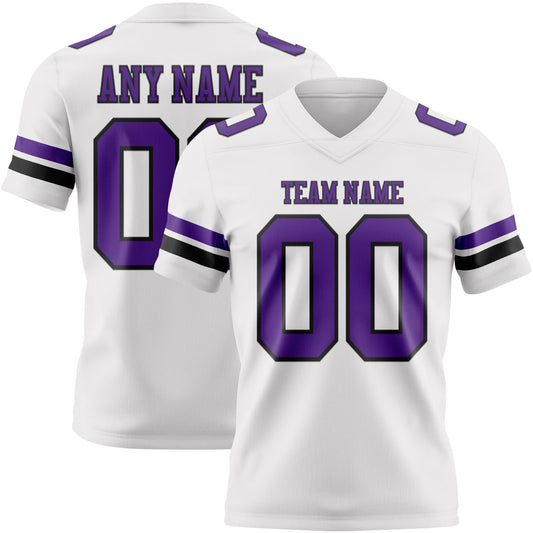Custom White Purple-Black Mesh Authentic Football Jersey