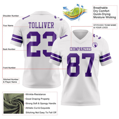 Custom White Purple Mesh Authentic Football Jersey