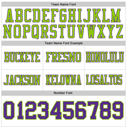 Custom White Purple-Neon Green Mesh Authentic Football Jersey