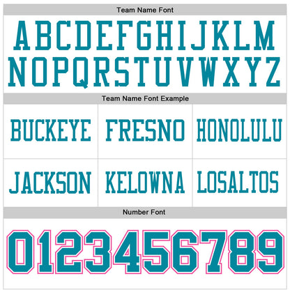 Custom White Teal-Pink Mesh Authentic Football Jersey