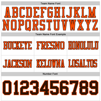 Custom White Brown-Orange Mesh Authentic Football Jersey