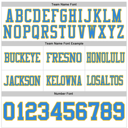 Custom White Powder Blue-Gold Mesh Authentic Football Jersey