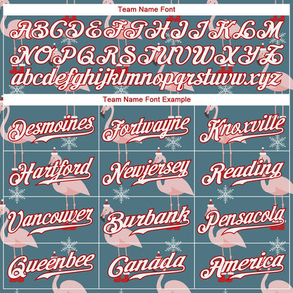 Custom Teal White-Red Christmas 3D Authentic Baseball Jersey