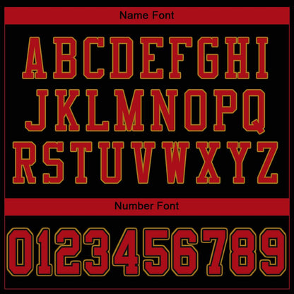 Custom Black Red-Old Gold Mesh Authentic Football Jersey