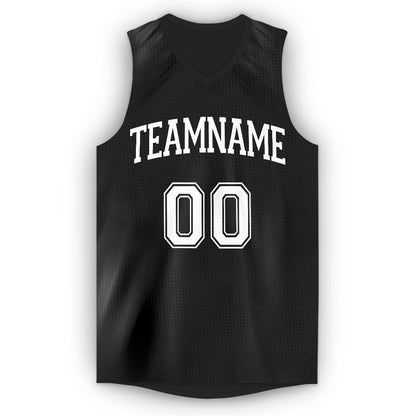 Custom Black White V-Neck Basketball Jersey