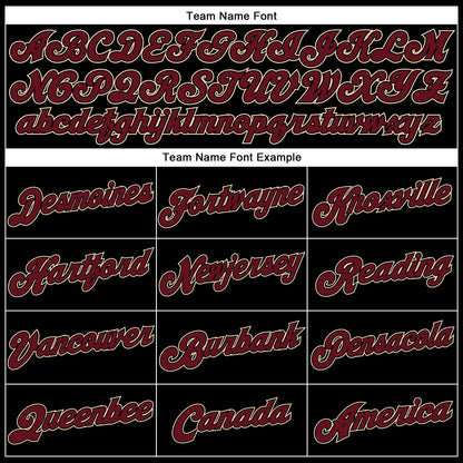 Custom Black Crimson-City Cream Authentic Baseball Jersey