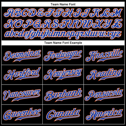 Custom Black Royal-Orange Authentic Baseball Jersey