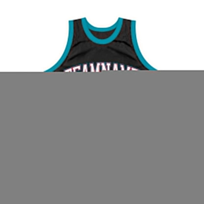 Custom Black White-Teal Authentic Throwback Basketball Jersey