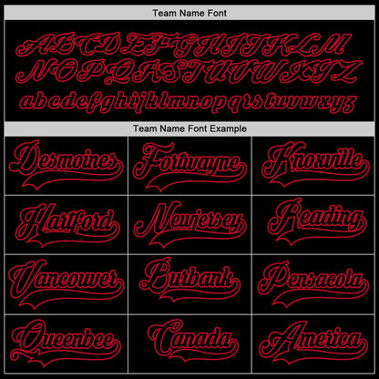 Custom Black Black-Red Hockey Jersey