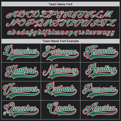 Custom Black Kelly Green-Red Hockey Jersey