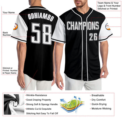 Custom Black White-Gray Authentic Two Tone Baseball Jersey