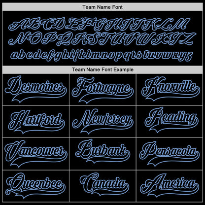 Custom Black Black-Light Blue Hockey Jersey