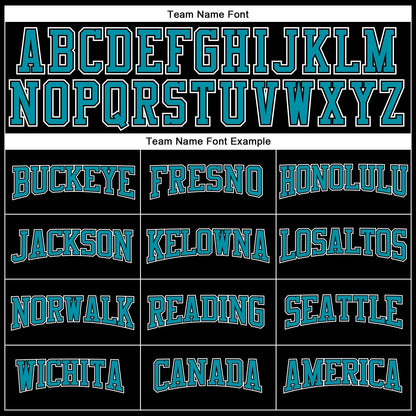 Custom Black Teal-White Authentic Throwback Basketball Jersey