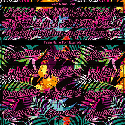 Custom Black Black-Pink 3D Pattern Design Tropical Palm Palm Leaves Authentic Baseball Jersey